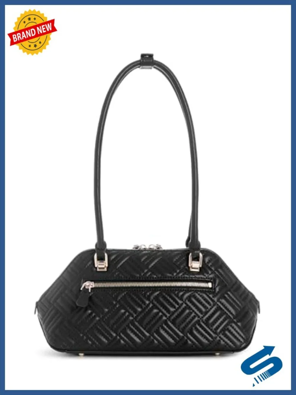 Satchel Shoulder Bag with Gold Hardware ZIP Top